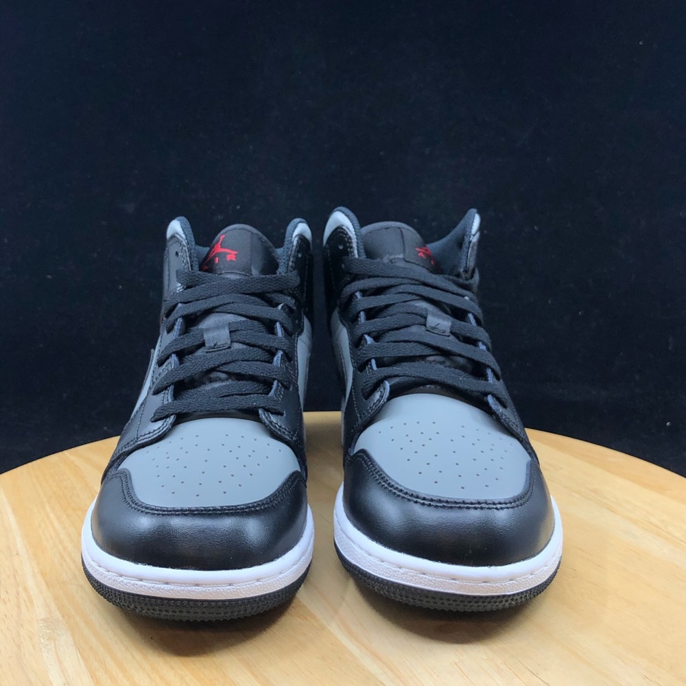 Nike Air Jordan 1 Mid GS Shadow Black Grey Gym Red White 554725-096 Size 5.5y - Picture 3 of 10